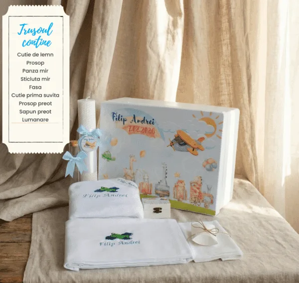 Trusou botez complet cutie personalizata