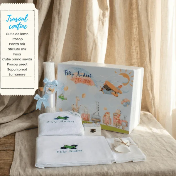 Trusou botez complet cutie personalizata