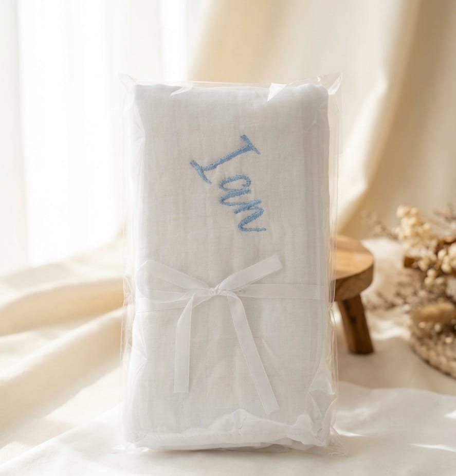 paturica muselina personalizata cu nume, paturica bebelus cu nume