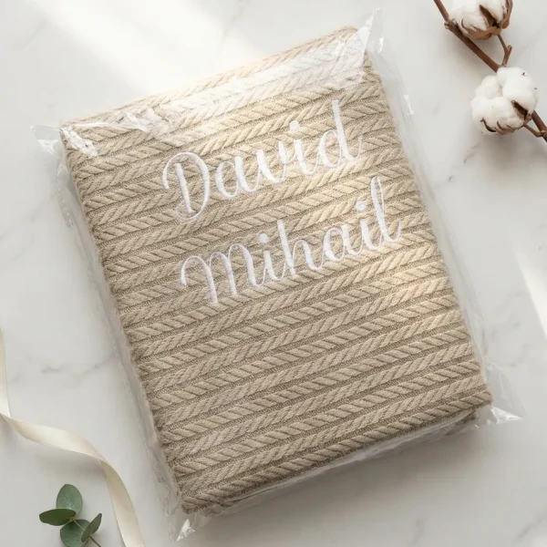 paturica tricot si muselina personalizata cu nume paturica tricot si muselina personalizata cu nume
