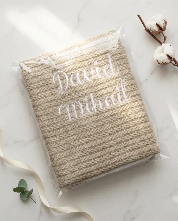 paturica tricot si muselina personalizata cu nume paturica tricot si muselina personalizata cu nume