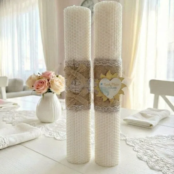 Lumanare botez personalizata, lumanare decor lemn