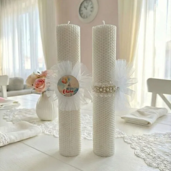 Lumanare botez printesa, lumanare botez fete discreta, lumanare tulle