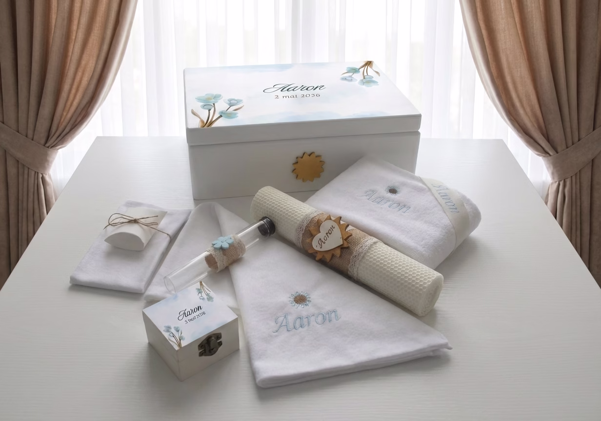 Trusou complet baiat, trusou biserica, cutie de lemn, personalizat
