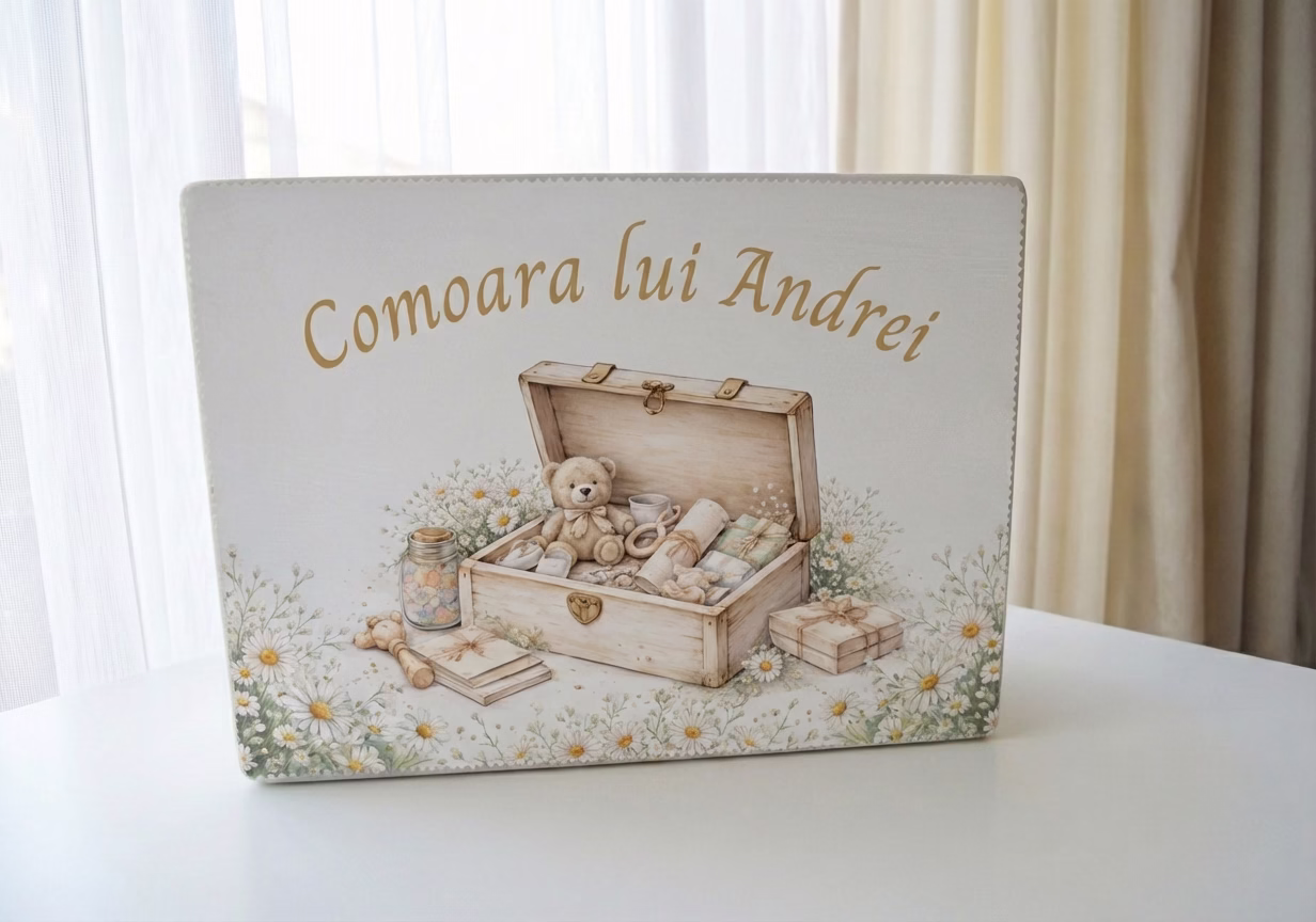 comoara copii, cutie cadou comoara de amintiri, cutie lemn personalizata