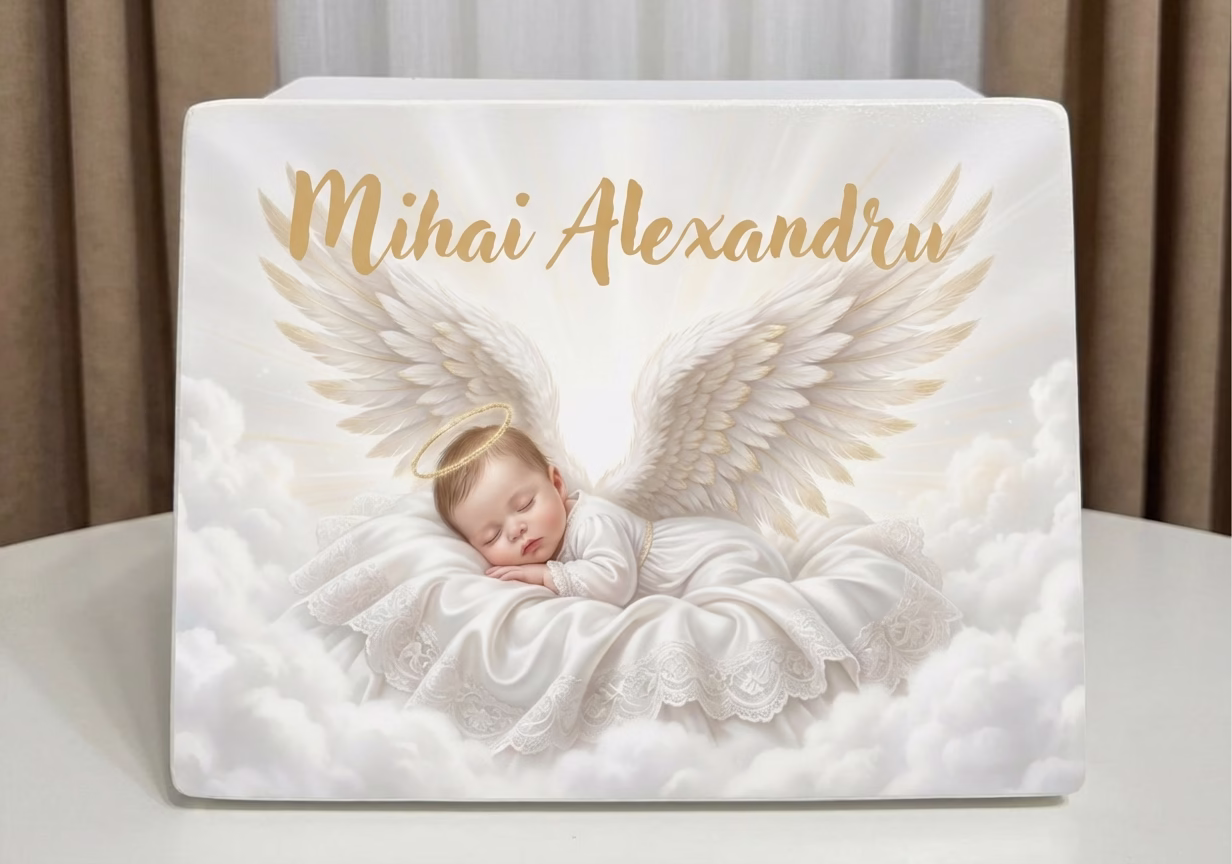 cutie de amintiri model cu ingeri, cufar amintiri, cadou copil