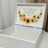 cutie de lemn trusou, cutie trusou personalizata, trusou floarea soarelui