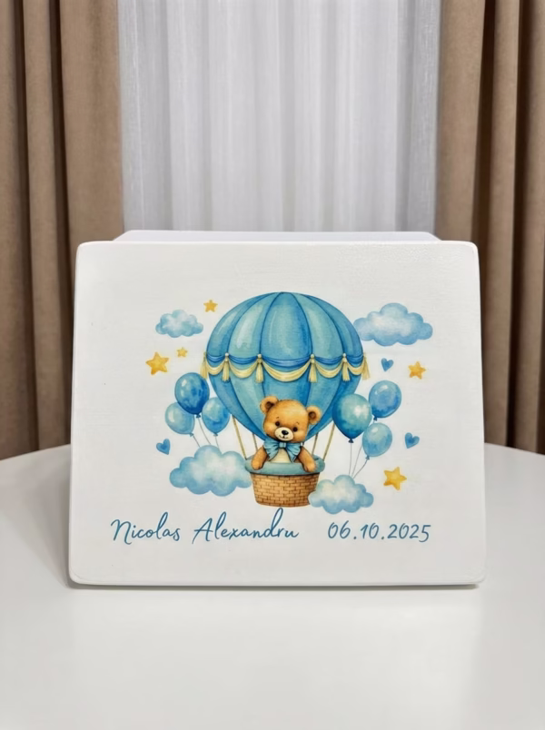 cutie lemn personalizata ursulet