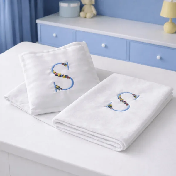 Lenjerie Patut 3 Piese Personalizata, Broderie cu Initiala