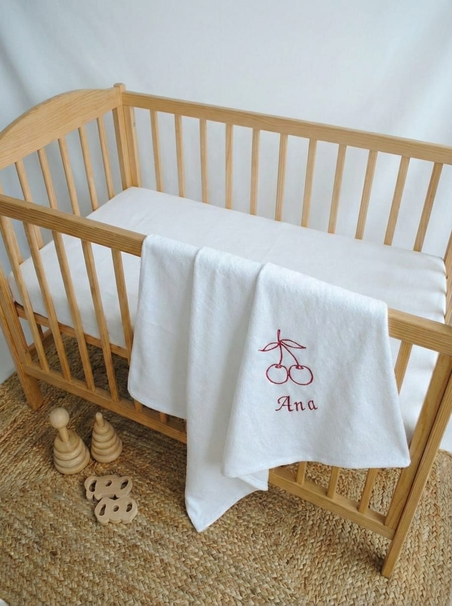 paturica broderie cirese, paturica bumbac, material natural