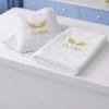 set lenjerie patut cu nume, lenjerie cu aripi brodate, lenjerie eleganta copii