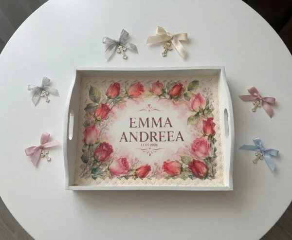 tavita marturii, tavita cruciulite botez personalizata