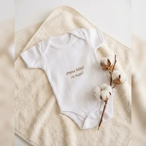 body bebelus personalizat, body brodat cu nume, body prima baita cu nasii
