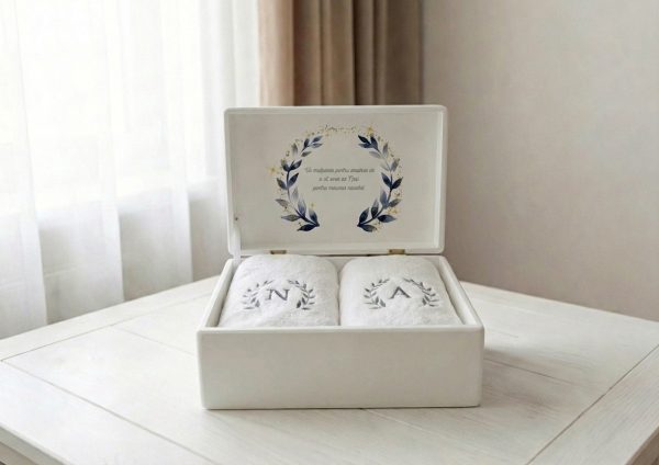 cadou nasi, prosoape brodate in cutie cadou