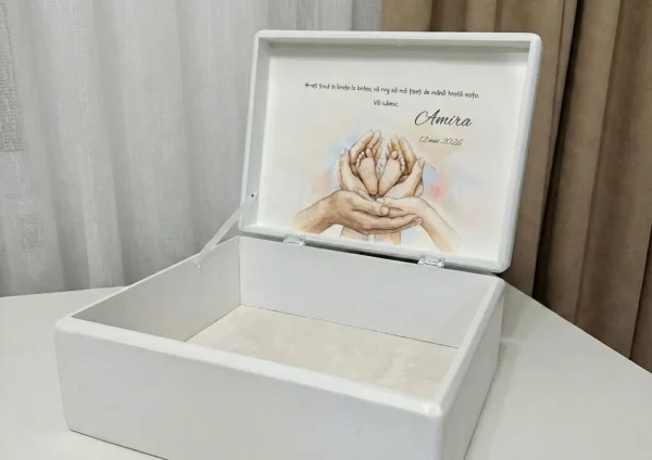 cadou pentru nasi la botez, cutie lemn