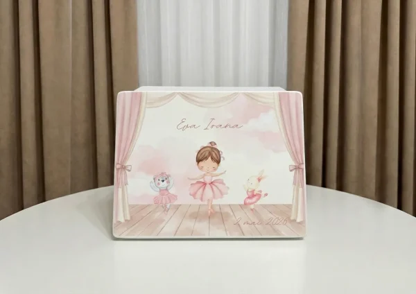 cutie amintiri baby balerina, cutie personalizata balerina, cadou copil balerina, cadou fata balerina