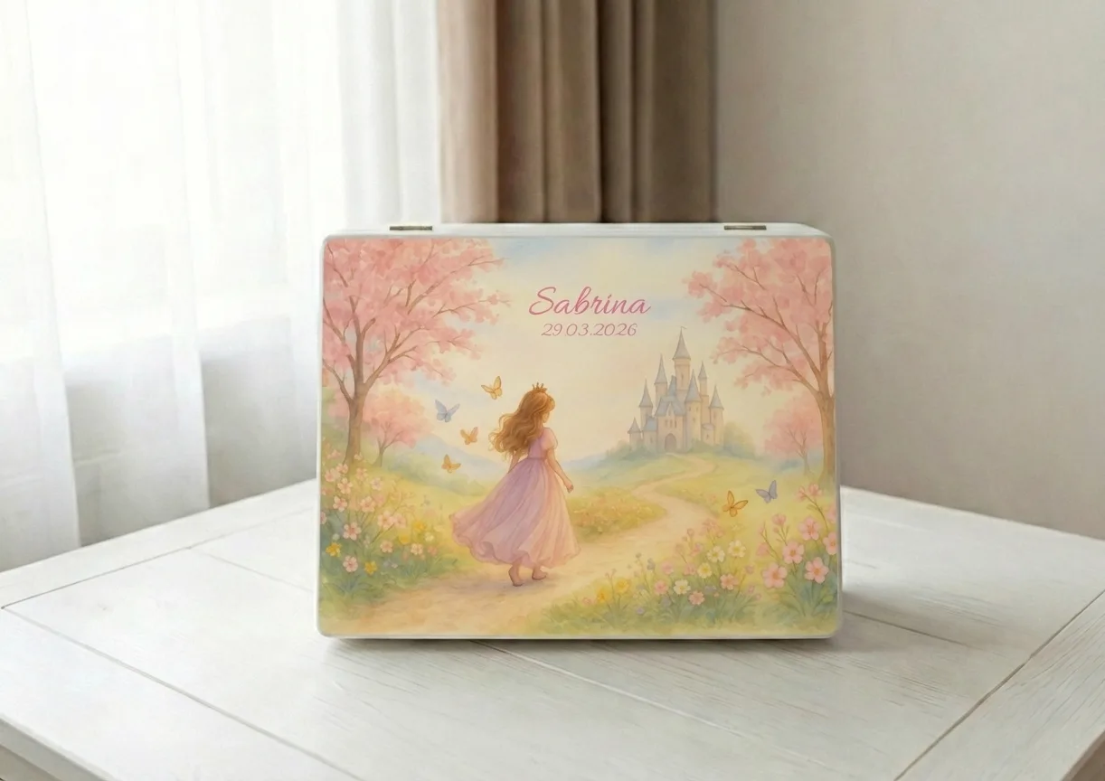 cutie amintiri fata, cutie amintiri printesa, cadou aniversat fata, cadou copil personalizat