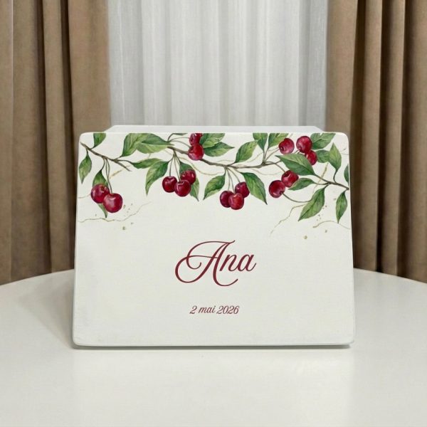 cutie lemn personalizata, cutie personalizata cirese, cadou copil cutie cu cirese