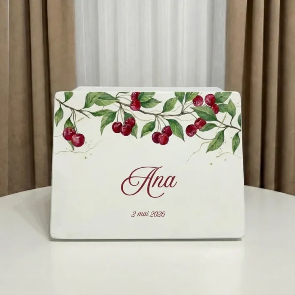 cutie lemn personalizata, cutie personalizata cirese, cadou copil cutie cu cirese