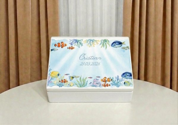 cutie lemn personalizata, trusou cu pesti, acvariu cutie lemn personalizata, trusou cu pesti, acvariu