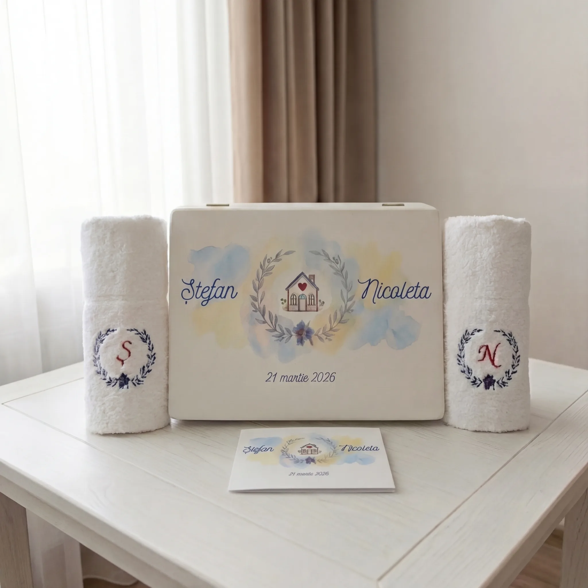 set cadou nasi botez, cadou complet nasi botez, cute amintiri, prosoape brodate