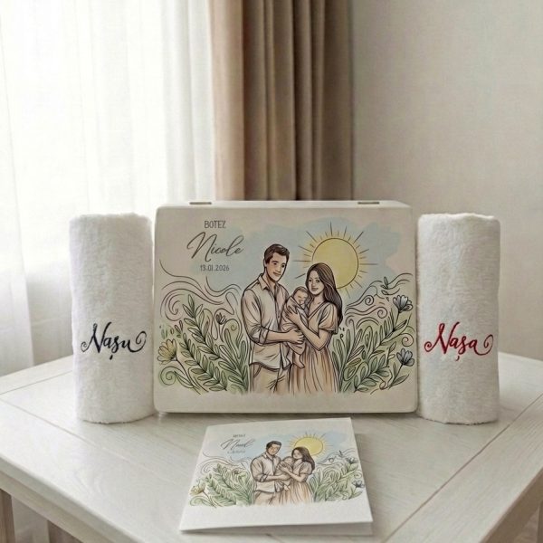 set cadou nasi, cadou complet nasi botez, cadou nasi personalizat, prosoape brodate cu nume
