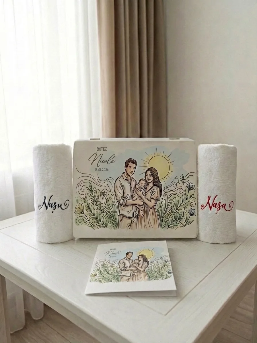 set cadou nasi, cadou complet nasi botez, cadou nasi personalizat, prosoape brodate cu nume