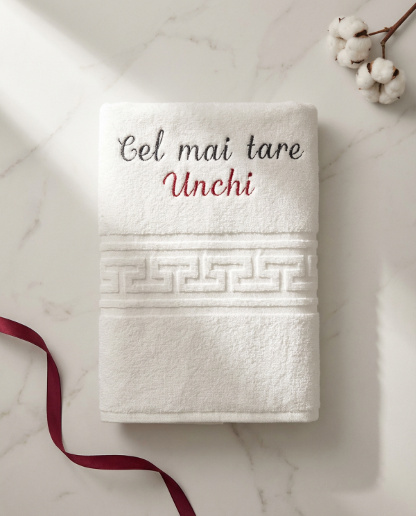 cadou unchi, prosop brodat unchi, idei cadou unchi