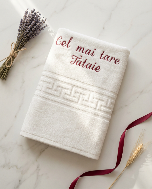 cel mai tare tataie, cadou tataie, prosop brodat bunic