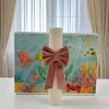 lumanare roz fete cu catifea, lumanare personalizata botez fata