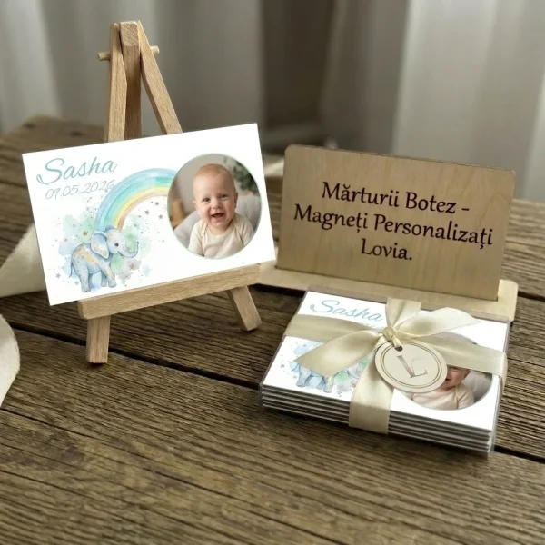 magneti botez elefant, magneti frigider elefantel, magneti curcubeu