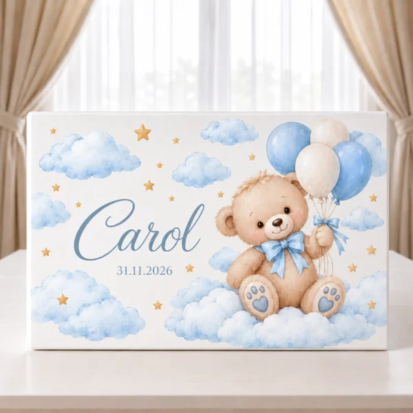 cutie trusou bleu, trucou cu ursulet bleu, cutie norisori bleu, trusou baieti baloane cutie trusou bleu, trucou cu ursulet bleu, cutie norisori bleu, trusou baieti baloane